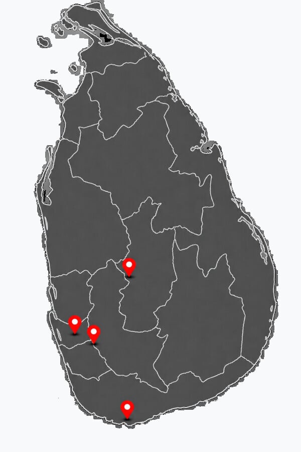 Map of Sri Lanka showing AWB branch locations